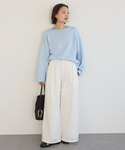 TRICOTS JEAN MARC（トリコットジーンマルク）の「TRICOTS JEAN MARC/トリコットジーンマルク SLOBE別注 ニットプルオーバー（ニット/セーター・レディース・スカイブルー/ベージュ系その他/ブラウン・FREE）」の9枚目の写真