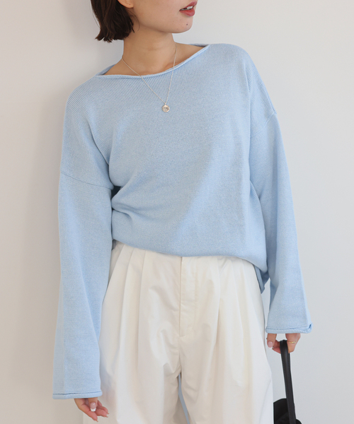 TRICOTS JEAN MARC（トリコットジーンマルク）の「TRICOTS JEAN MARC/トリコットジーンマルク SLOBE別注 ニットプルオーバー（ニット/セーター・レディース・スカイブルー/ベージュ系その他/ブラウン・FREE）」の13枚目の写真