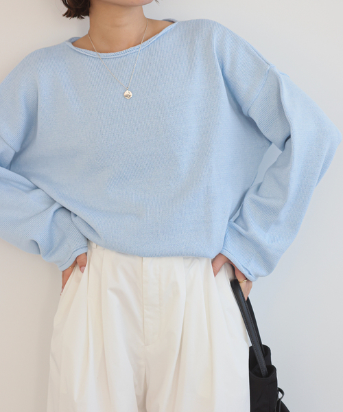 TRICOTS JEAN MARC（トリコットジーンマルク）の「TRICOTS JEAN MARC/トリコットジーンマルク SLOBE別注 ニットプルオーバー（ニット/セーター・レディース・スカイブルー/ベージュ系その他/ブラウン・FREE）」の14枚目の写真