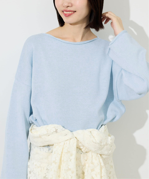 TRICOTS JEAN MARC（トリコットジーンマルク）の「TRICOTS JEAN MARC/トリコットジーンマルク SLOBE別注 ニットプルオーバー（ニット/セーター・レディース・スカイブルー/ベージュ系その他/ブラウン・FREE）」の22枚目の写真