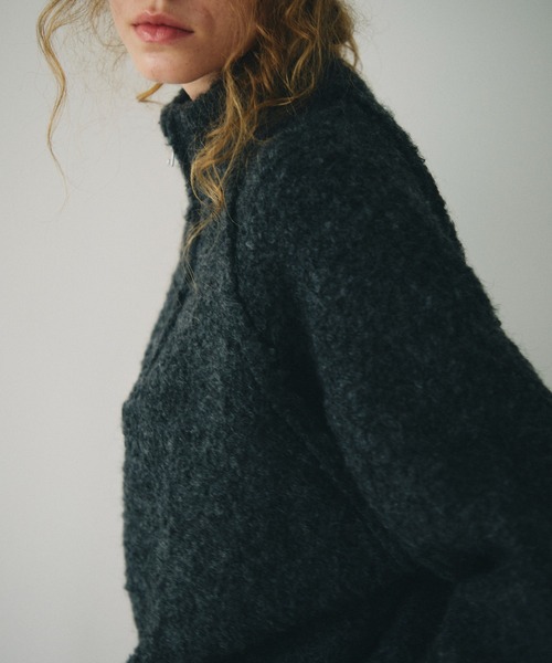 full/fill.(フルフィル)の「half zip loop yarn knit / ハーフジップループヤーンニット(ニット/セーター・レディース・ダークグレー/アイボリー・FREE)」の14枚目の写真