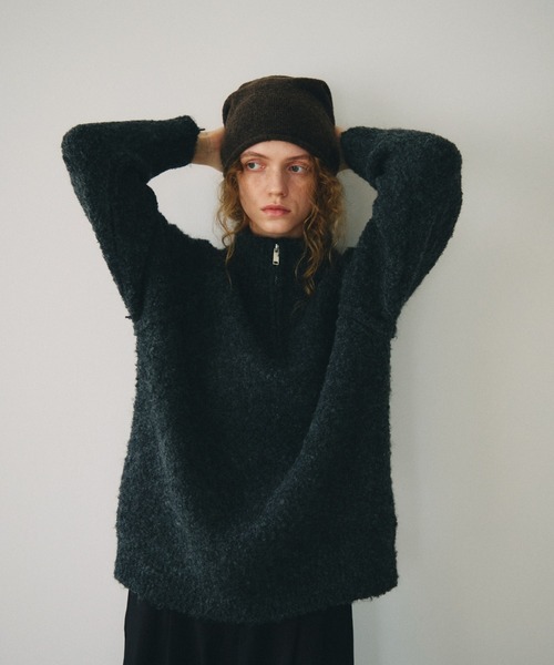 full/fill.(フルフィル)の「half zip loop yarn knit / ハーフジップループヤーンニット(ニット/セーター・レディース・ダークグレー/アイボリー・FREE)」の12枚目の写真