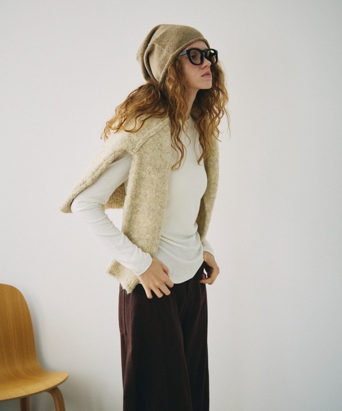 full/fill.(フルフィル)の「half zip loop yarn knit / ハーフジップループヤーンニット(ニット/セーター・レディース・ダークグレー/アイボリー・FREE)」の7枚目の写真