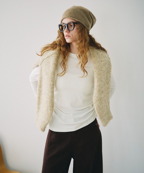 full/fill.(フルフィル)の「half zip loop yarn knit / ハーフジップループヤーンニット(ニット/セーター・レディース・ダークグレー/アイボリー・FREE)」の6枚目の写真