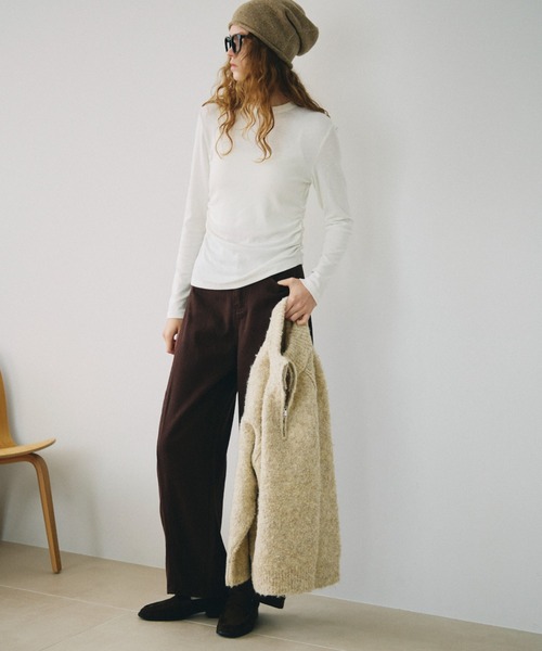 full/fill.(フルフィル)の「half zip loop yarn knit / ハーフジップループヤーンニット(ニット/セーター・レディース・ダークグレー/アイボリー・FREE)」の5枚目の写真