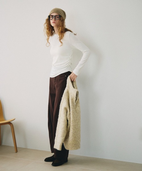 full/fill.(フルフィル)の「half zip loop yarn knit / ハーフジップループヤーンニット(ニット/セーター・レディース・ダークグレー/アイボリー・FREE)」の4枚目の写真