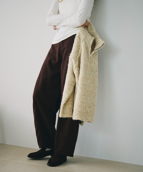 full/fill.(フルフィル)の「half zip loop yarn knit / ハーフジップループヤーンニット(ニット/セーター・レディース・ダークグレー/アイボリー・FREE)」の3枚目の写真