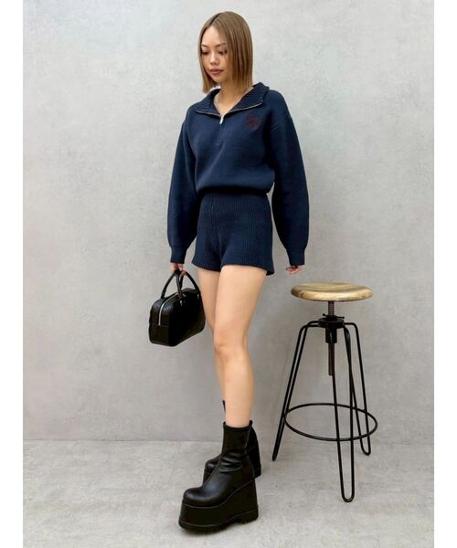 EVRIS(エヴリス)の「ワンポイントロゴニットロンパース(つなぎ/オールインワン・レディース・ブラック/グレー/ネイビー・FREE)」の11枚目の写真