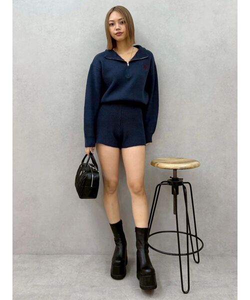 EVRIS(エヴリス)の「ワンポイントロゴニットロンパース(つなぎ/オールインワン・レディース・ブラック/グレー/ネイビー・FREE)」の7枚目の写真