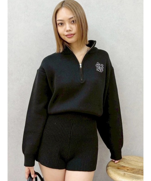 EVRIS(エヴリス)の「ワンポイントロゴニットロンパース(つなぎ/オールインワン・レディース・ブラック/グレー/ネイビー・FREE)」の1枚目の写真