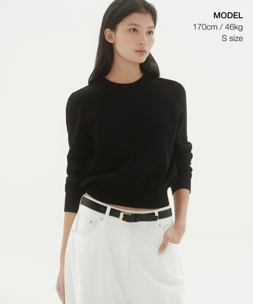 MUSINSA STANDARD WOMAN（ムシンサスタンダードウーマン）の「ウィメンズウォッシャブルスーピマコットンクルーネックニット[ブラック]（ニット/セーター・レディース・その他・SMALL/MEDIUM/LARGE/X-SMALL）」の12枚目の写真