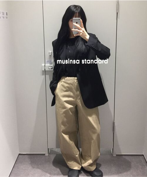 MUSINSA STANDARD WOMAN（ムシンサスタンダードウーマン）の「ウィメンズウォッシャブルスーピマコットンクルーネックニット[ブラック]（ニット/セーター・レディース・その他・SMALL/MEDIUM/LARGE/X-SMALL）」の6枚目の写真