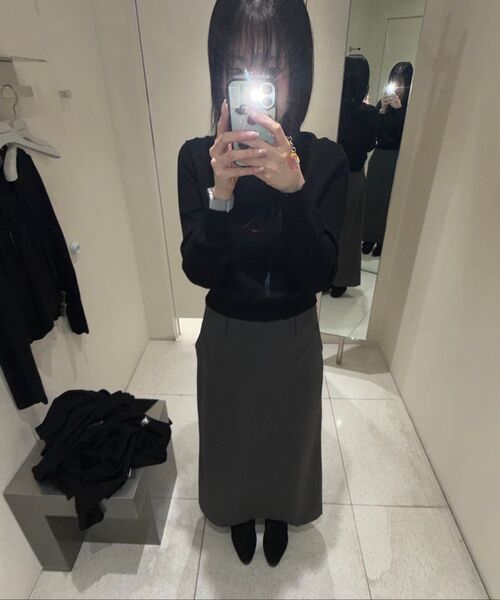 MUSINSA STANDARD WOMAN（ムシンサスタンダードウーマン）の「ウィメンズウォッシャブルスーピマコットンクルーネックニット[ブラック]（ニット/セーター・レディース・その他・SMALL/MEDIUM/LARGE/X-SMALL）」の2枚目の写真