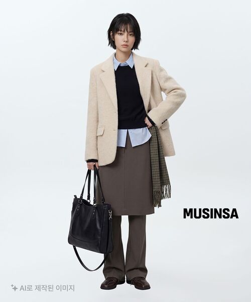MUSINSA STANDARD WOMAN（ムシンサスタンダードウーマン）の「ウィメンズウォッシャブルスーピマコットンクルーネックニット[ブラック]（ニット/セーター・レディース・その他・SMALL/MEDIUM/LARGE/X-SMALL）」の5枚目の写真
