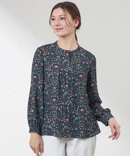 amaca(アマカ)の「【LIBERTY】ARCHWAY ブラウス(シャツ/ブラウス・レディース・ダークネイビー/オフホワイト・38/40)」の2枚目の写真