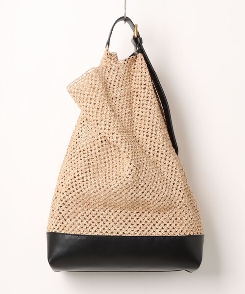 CHRISTIAN VILLA(クリスチャンヴィラ)の「【CHRISTIAN VILLA】レザーハンドルメッシュトートバッグ(Q66318)(トートバッグ・レディース・ブラック系その他/ホワイト系その他・ALL)」の3枚目の写真
