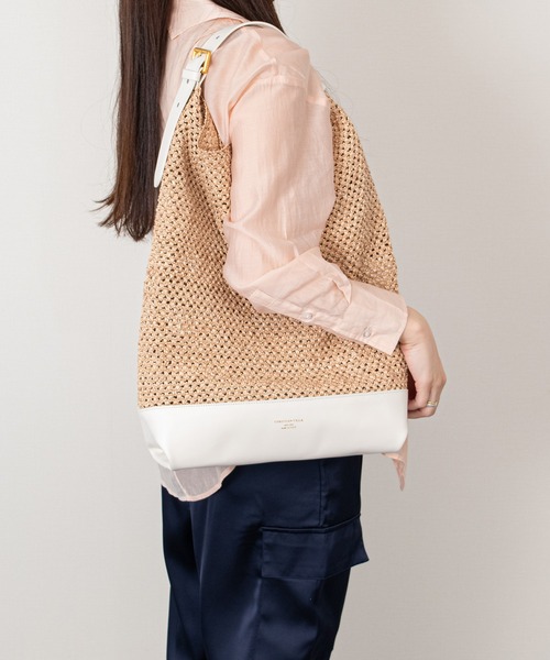 CHRISTIAN VILLA(クリスチャンヴィラ)の「【CHRISTIAN VILLA】レザーハンドルメッシュトートバッグ(Q66318)(トートバッグ・レディース・ブラック系その他/ホワイト系その他・ALL)」の8枚目の写真