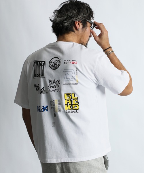 セール】〔BLACK LABEL〕90s LOGO PRINT TEE：CVC天竺 速乾 90sロゴ