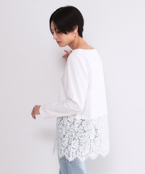 OPAQUE.CLIP(オペークドットクリップ)の「裾レースカットソー【洗濯機OK】(Tシャツ/カットソー・レディース・ホワイト・40/38)」の2枚目の写真