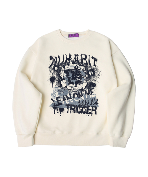 NUHABIT(ニューハビット)の「N/H TRIGGER オーバーサイズ 裏起毛 スウェット_アイボリー (SOM4-4NH1216)(スウェット・メンズ・アイボリー・LARGE/MEDIUM/X-LARGE)」の1枚目の写真
