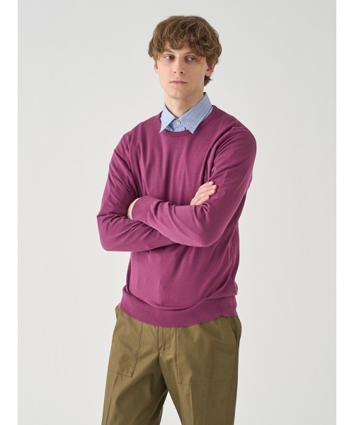 JOHN SMEDLEY(ジョンスメドレー)の「クルーネック長袖コットンニットプルオーバー(ニット/セーター・メンズ・ワインレッド・L/S/M)」の3枚目の写真