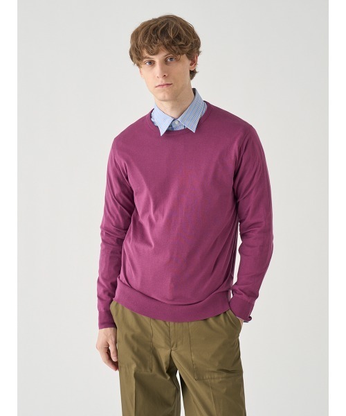 JOHN SMEDLEY(ジョンスメドレー)の「クルーネック長袖コットンニットプルオーバー(ニット/セーター・メンズ・ワインレッド・L/S/M)」の4枚目の写真