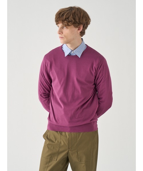 JOHN SMEDLEY(ジョンスメドレー)の「クルーネック長袖コットンニットプルオーバー(ニット/セーター・メンズ・ワインレッド・L/S/M)」の5枚目の写真