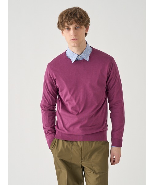 JOHN SMEDLEY(ジョンスメドレー)の「クルーネック長袖コットンニットプルオーバー(ニット/セーター・メンズ・ワインレッド・L/S/M)」の6枚目の写真