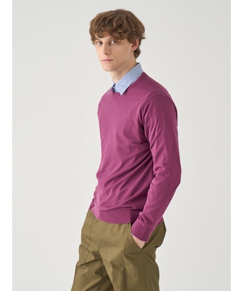 JOHN SMEDLEY(ジョンスメドレー)の「クルーネック長袖コットンニットプルオーバー(ニット/セーター・メンズ・ワインレッド・L/S/M)」の7枚目の写真
