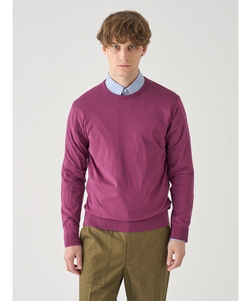 JOHN SMEDLEY(ジョンスメドレー)の「クルーネック長袖コットンニットプルオーバー(ニット/セーター・メンズ・ワインレッド・L/S/M)」の9枚目の写真