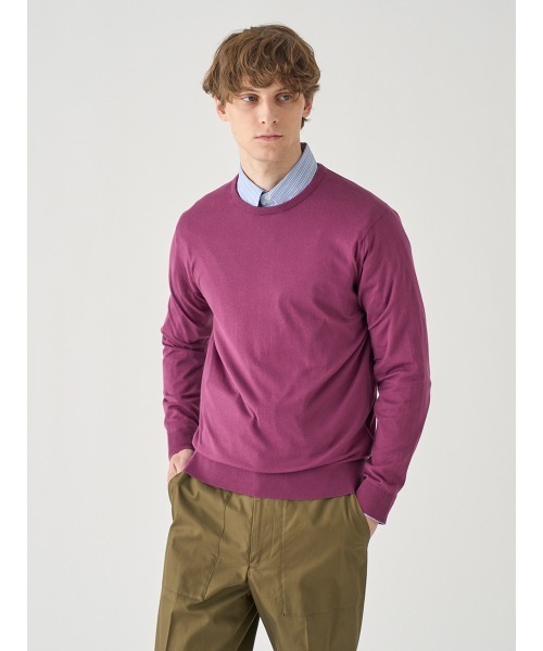 JOHN SMEDLEY(ジョンスメドレー)の「クルーネック長袖コットンニットプルオーバー(ニット/セーター・メンズ・ワインレッド・L/S/M)」の10枚目の写真