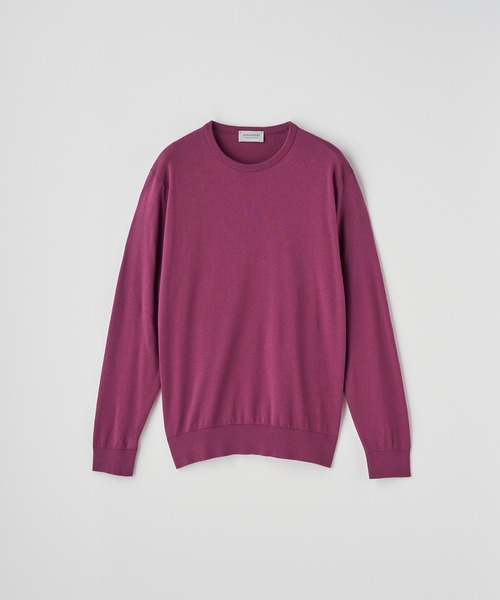 JOHN SMEDLEY(ジョンスメドレー)の「クルーネック長袖コットンニットプルオーバー(ニット/セーター・メンズ・ワインレッド・L/S/M)」の2枚目の写真
