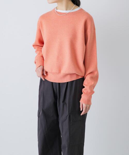 かぐれ(カグレ)の「コットンカシミヤスムースプルオーバー(ニット/セーター・レディース・ピンク/オートミール/ブラック・FREE)」の1枚目の写真