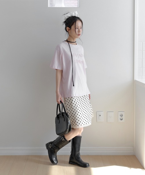 UNE MANSION(ユヌマンション)の「ポイントバイカラー刺繍オーバーサイズ半袖Tシャツカットソー(Tシャツ/カットソー・レディース・ネイビー/ピンク/グレー・FREE)」の22枚目の写真