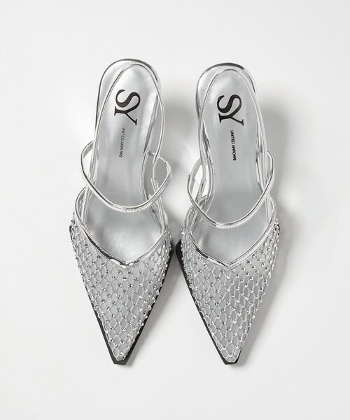 SY UNITED ARROWS(シーユナイテッドアローズ)の「<SY> ポインテッド ビジュー ウェッジ バックベルト サンダル60↑(サンダル・レディース・ブラック/シルバー・25cm/24.5cm/24cm/23.5cm/23cm/22.5cm/22cm)」の4枚目の写真