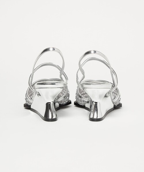 SY UNITED ARROWS(シーユナイテッドアローズ)の「<SY> ポインテッド ビジュー ウェッジ バックベルト サンダル60↑(サンダル・レディース・ブラック/シルバー・25cm/24.5cm/24cm/23.5cm/23cm/22.5cm/22cm)」の6枚目の写真