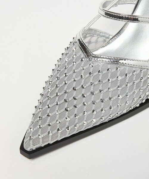 SY UNITED ARROWS(シーユナイテッドアローズ)の「<SY> ポインテッド ビジュー ウェッジ バックベルト サンダル60↑(サンダル・レディース・ブラック/シルバー・25cm/24.5cm/24cm/23.5cm/23cm/22.5cm/22cm)」の9枚目の写真