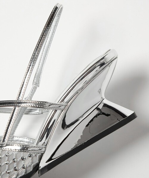 SY UNITED ARROWS(シーユナイテッドアローズ)の「<SY> ポインテッド ビジュー ウェッジ バックベルト サンダル60↑(サンダル・レディース・ブラック/シルバー・25cm/24.5cm/24cm/23.5cm/23cm/22.5cm/22cm)」の10枚目の写真