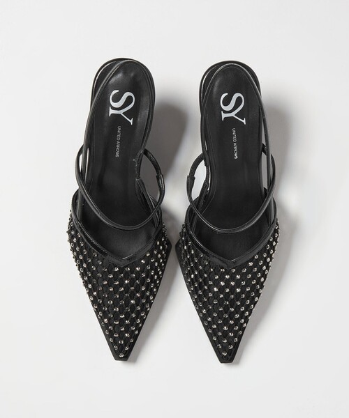 SY UNITED ARROWS(シーユナイテッドアローズ)の「<SY> ポインテッド ビジュー ウェッジ バックベルト サンダル60↑(サンダル・レディース・ブラック/シルバー・25cm/24.5cm/24cm/23.5cm/23cm/22.5cm/22cm)」の11枚目の写真