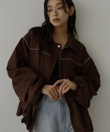 hellam（へラム）の「合繊ツイルパイピングブルゾン（ミリタリージャケット）」