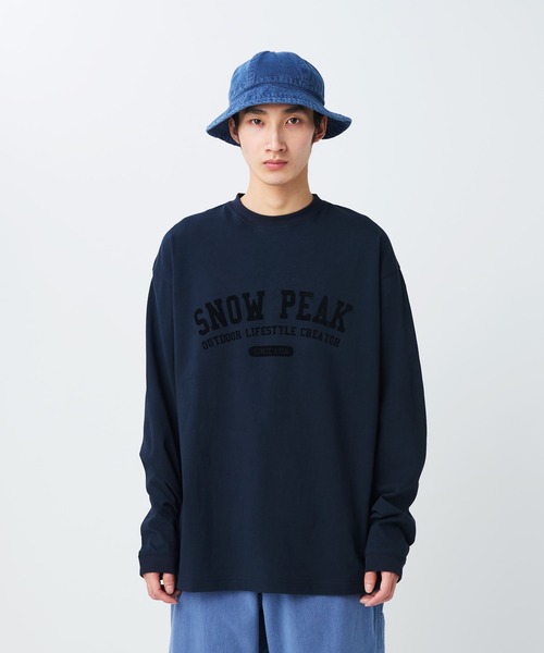 Snow Peak（スノーピーク）の「Snow Peak / Varsity Logo L/S T-Shirt バーシティロゴ Tシャツ（Tシャツ/カットソー・メンズ・イエロー/ダークネイビー/オフホワイト/杢グレー・S/M/L/XL）」の4枚目の写真