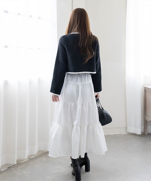 CLEAR BASIC（クリアベーシック）の「配色パイピングツイードジャケット［大人 フェミニン 上品］≪新作≫（ノーカラージャケット・レディース・アイボリー/ブラック・F）」の15枚目の写真