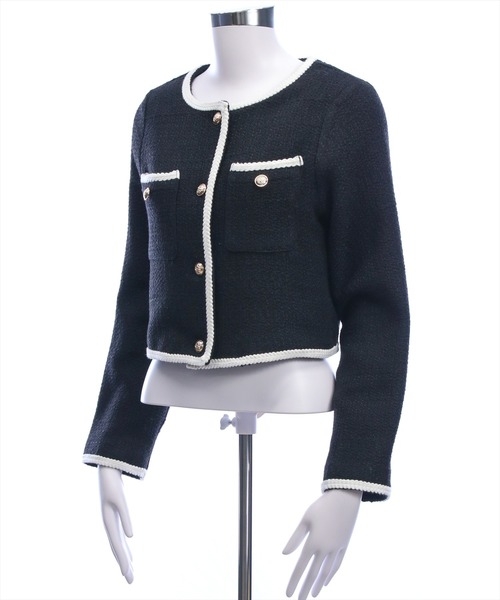 CLEAR BASIC（クリアベーシック）の「配色パイピングツイードジャケット［大人 フェミニン 上品］≪新作≫（ノーカラージャケット・レディース・アイボリー/ブラック・F）」の17枚目の写真