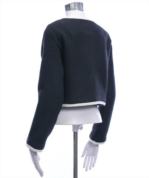 CLEAR BASIC（クリアベーシック）の「配色パイピングツイードジャケット［大人 フェミニン 上品］≪新作≫（ノーカラージャケット・レディース・アイボリー/ブラック・F）」の19枚目の写真