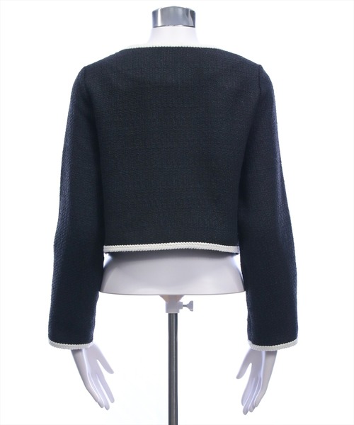 CLEAR BASIC（クリアベーシック）の「配色パイピングツイードジャケット［大人 フェミニン 上品］≪新作≫（ノーカラージャケット・レディース・アイボリー/ブラック・F）」の20枚目の写真