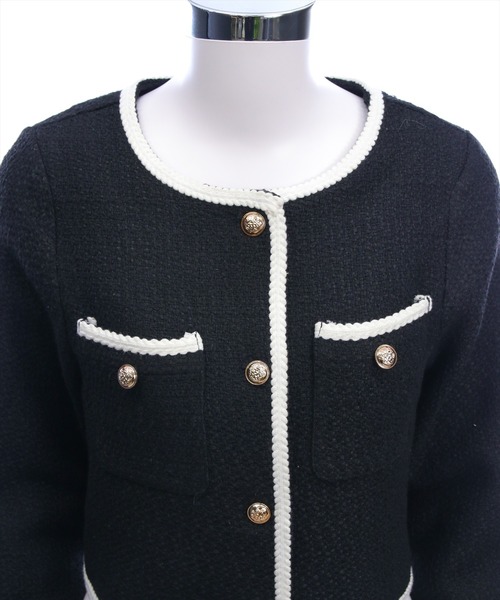 CLEAR BASIC（クリアベーシック）の「配色パイピングツイードジャケット［大人 フェミニン 上品］≪新作≫（ノーカラージャケット・レディース・アイボリー/ブラック・F）」の21枚目の写真