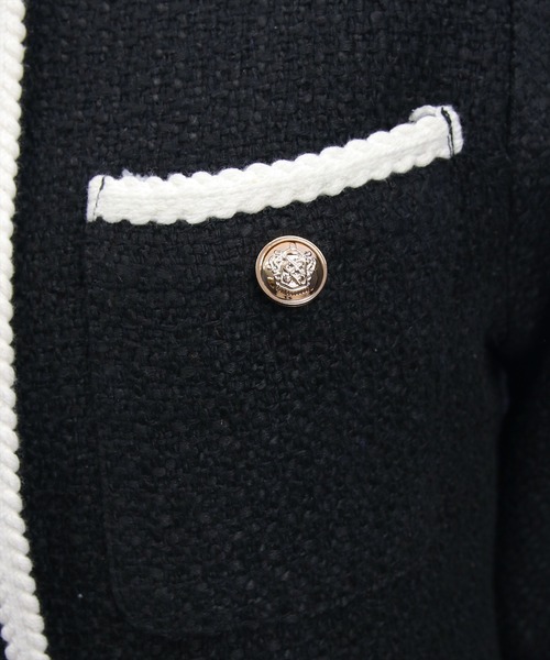 CLEAR BASIC（クリアベーシック）の「配色パイピングツイードジャケット［大人 フェミニン 上品］≪新作≫（ノーカラージャケット・レディース・アイボリー/ブラック・F）」の22枚目の写真