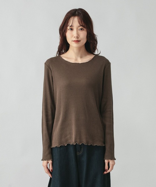 GLOBAL WORK(グローバルワーク)の「Beauteeアイレットリブ/632498(Tシャツ/カットソー・レディース・オフホワイト/ブラック/ダークブラウン・MEDIUM/LARGE)」の20枚目の写真