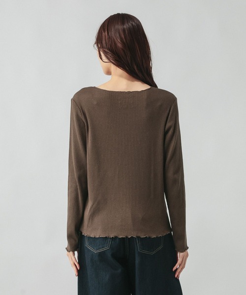 GLOBAL WORK(グローバルワーク)の「Beauteeアイレットリブ/632498(Tシャツ/カットソー・レディース・オフホワイト/ブラック/ダークブラウン・MEDIUM/LARGE)」の22枚目の写真