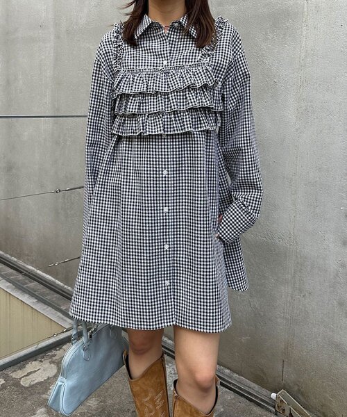 CIAOPANIC（チャオパニック）の「ビスチェSETチェックフリルシャツ（シャツ/ブラウス・レディース・レッド/ホワイト/ブルー・ONE SIZE）」の7枚目の写真